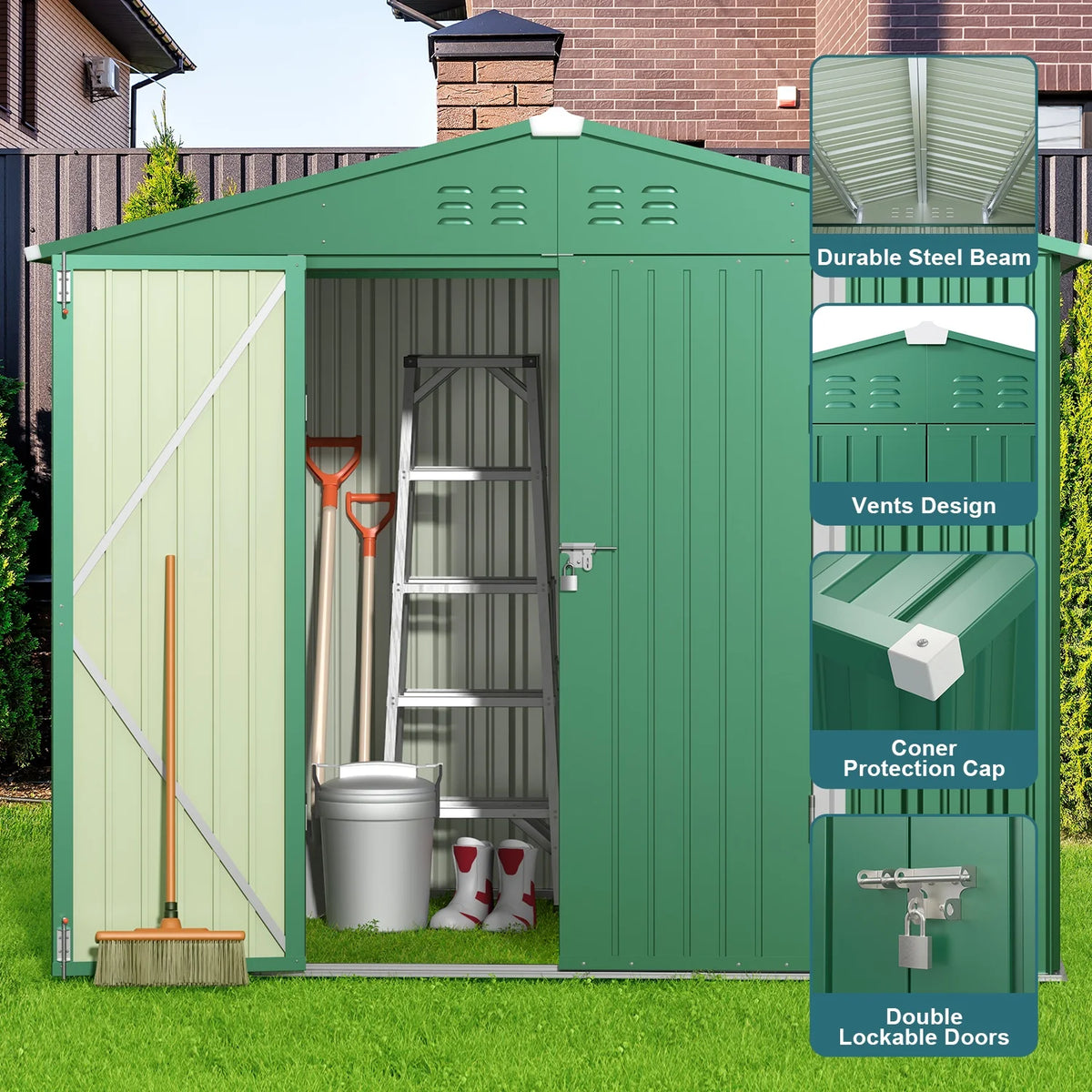 Lockable Lofka 6x4 ft Shed&Outdoor Storage Clearance  - All-Weather Resistant Garden Shed , Grey