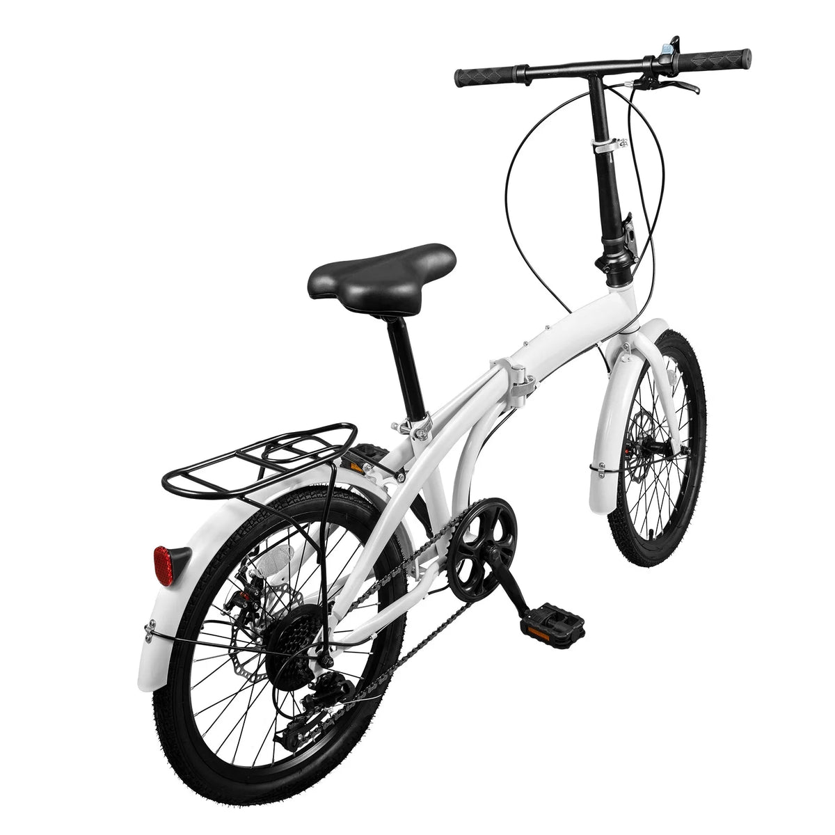 LOYALHEARTDY 20" Folding Bike 7-Speed Unisex Mountain Bicycle Adjustable Height MTB City Bike for Adult Teenager High Carbon Steel Foldable Bicycle for Riding Traveling w/Dual Disc Brakes & Fender