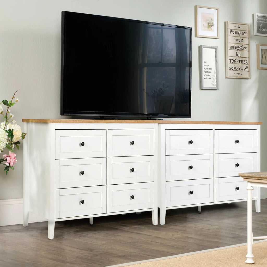 RichYa 6 Drawer Dresser for Bedroom,Chest of Drawers with Metal Knobs,Dresser for Closet,White