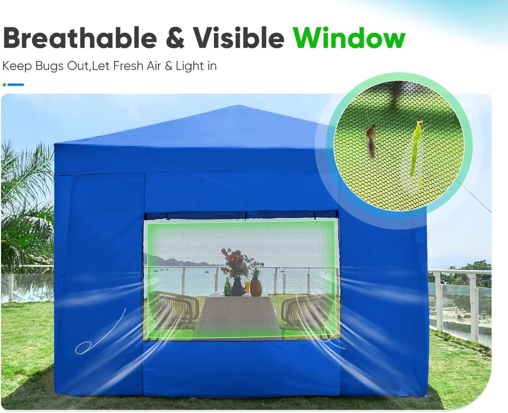 Quictent 8'x8' Pop up Canopy Tent with Sidewalls Instant Outdoor Gazebo Canopy Tent Shelter Enclosed Waterproof, with Wheeled Bag (Pink)