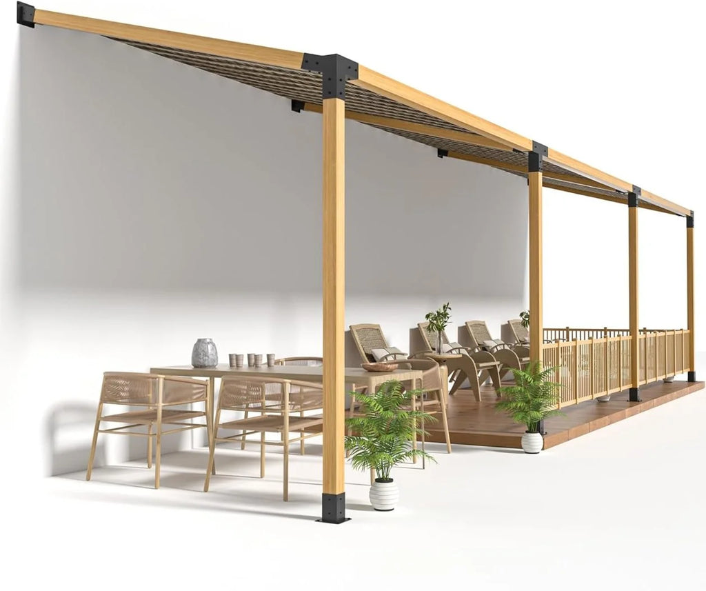 15 Slanted Roof Wall Mount 4x4 Pergola Bracket Kit,WXWP Angled 4x4 Wood Post Bracket,DIY Pergola Gazebo Kit 3way(6pcs)