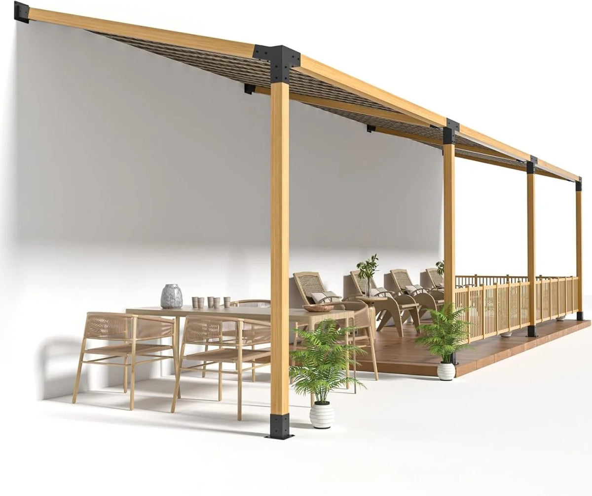15 Slanted Roof Wall Mount 4x4 Pergola Bracket Kit,WXWP Angled 4x4 Wood Post Bracket,DIY Pergola Gazebo Kit 3way(6pcs)