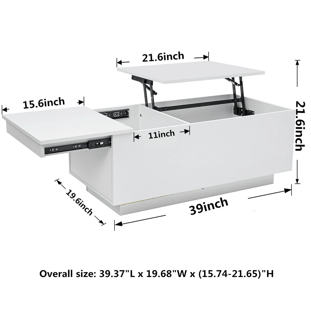 LED Coffee Table Lift Top End Table with with Charging Station and Storage Space Modern Rectangle Cocktail Tables Sofa Side Dining Table