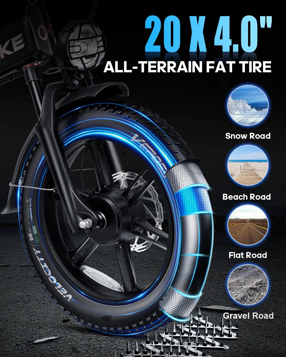 Wallke H9 AWD 3200W Dual Motor Electric Bike for Adult, 82Ah 48V Dual Battery Long Range e-Bicycle, 31-34MPH Fast Ebike, 20" Fat Tire Offroad Full Suspension Folding, 3mm Aluminum Alloy Frame,UL2849