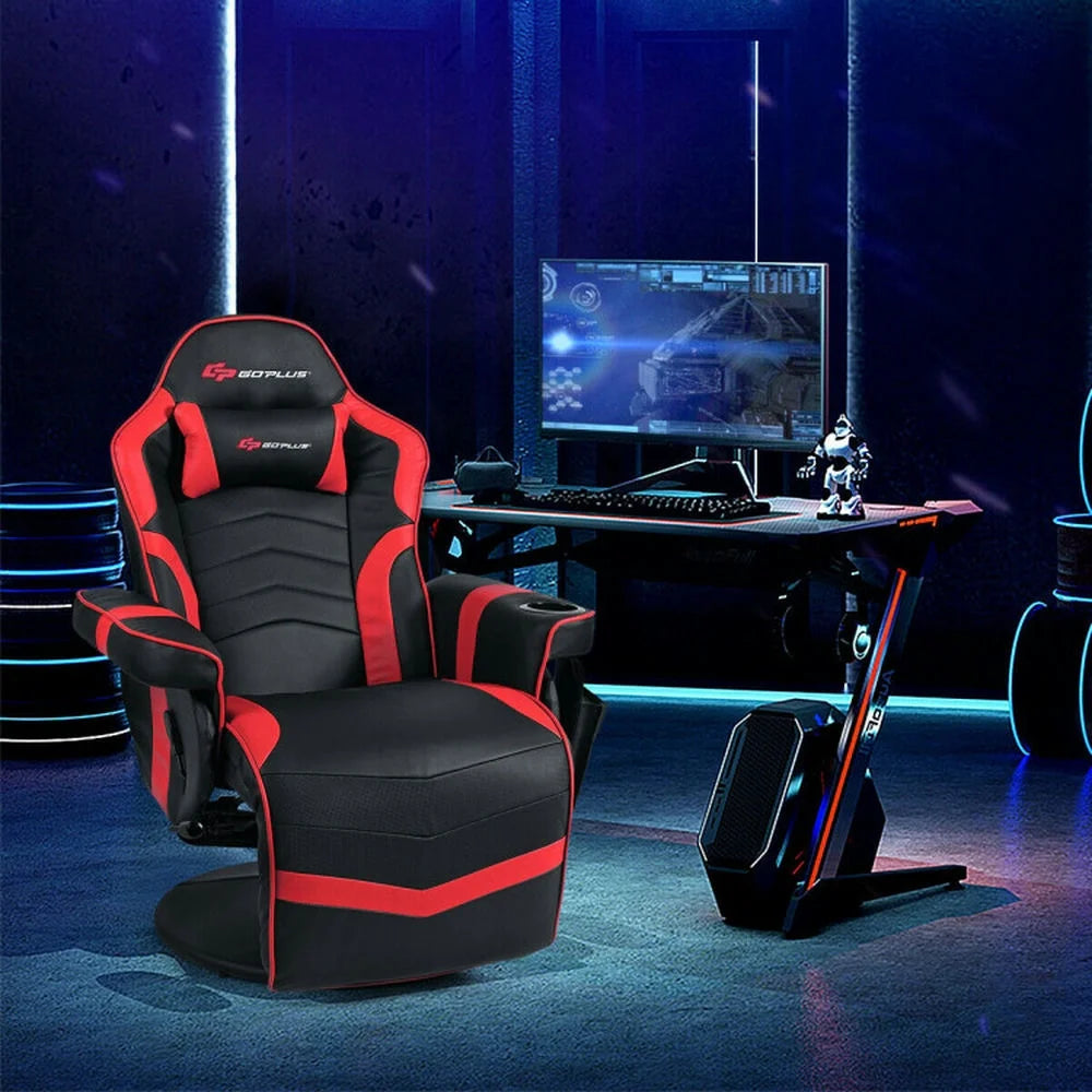 GVN Gaming Chairs,Ergonomic High Back Massage Gaming Chair with Pillow-Red