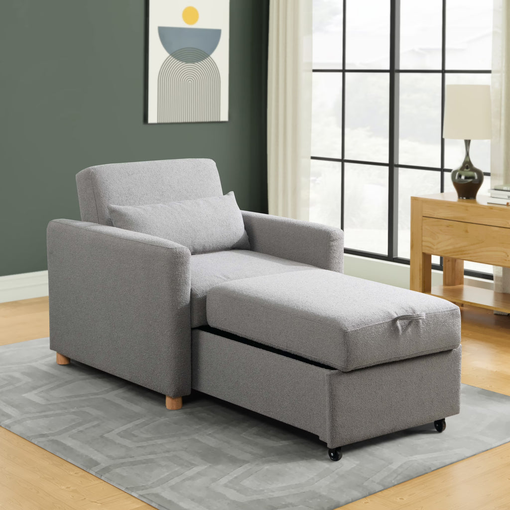 Serta Carly Scandinavian Style Convertible Chair, Ivory Fabric