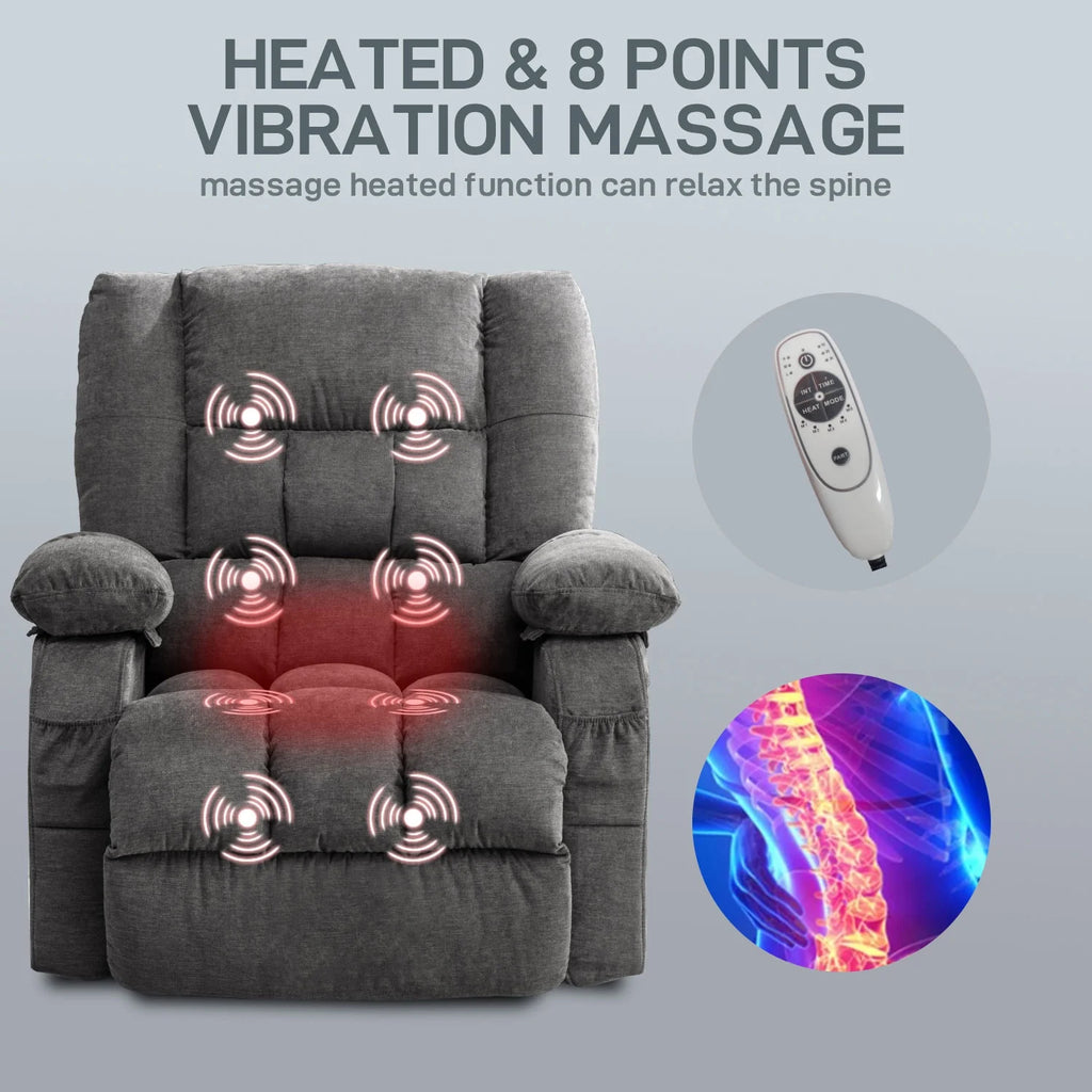 JONPONY Power Lift Recliner Chair Recliners for Elderly with Heat and Massage Recliner Chair for Living Room with Infinite Position and Side Pocket,USB Charge Port,Brown
