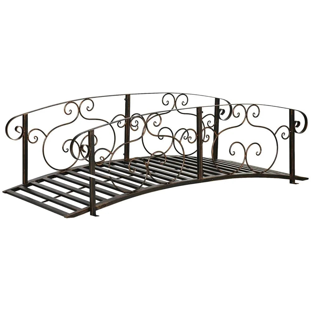 Resenkos Garden Bridge, Garden Ornament Bridge,Metal Arch Backyard Garden Bridge, Safety Siderails, Arc Footbridge, Bronze
