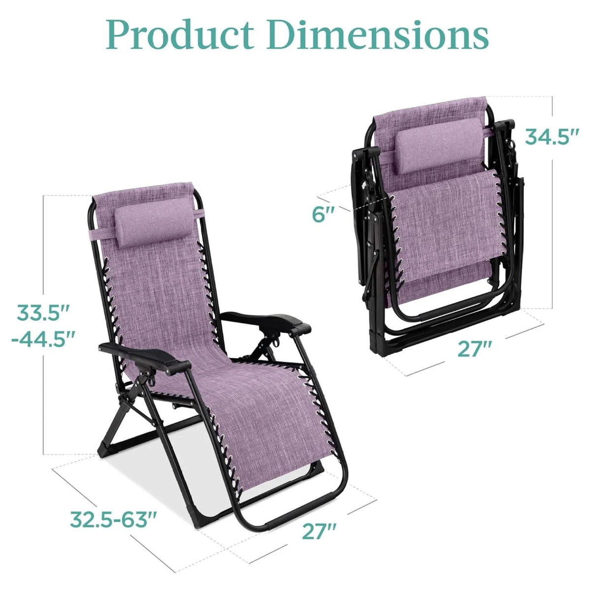 Oversized Chair, Folding Outdoor Patio Recliner, XL Anti Gravity Lounger w/Removable Cushion, Cup Holder, Side Tray, 350lb Capacity - Taupe