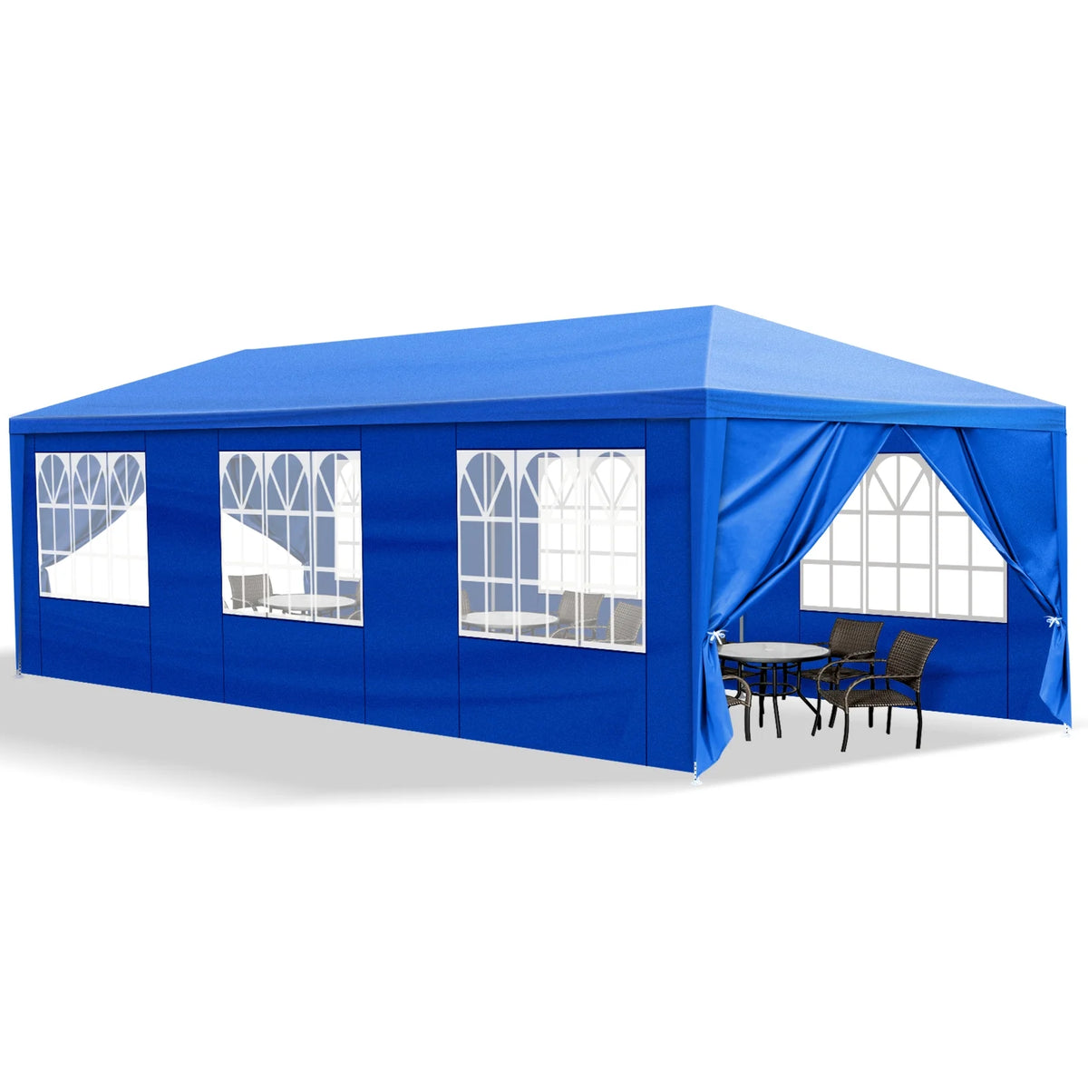 10'x30' Outdoor Party Tent with 8 Removable Sidewalls - Waterproof Canopy Patio Wedding Gazebo for Backyard Events, Blue