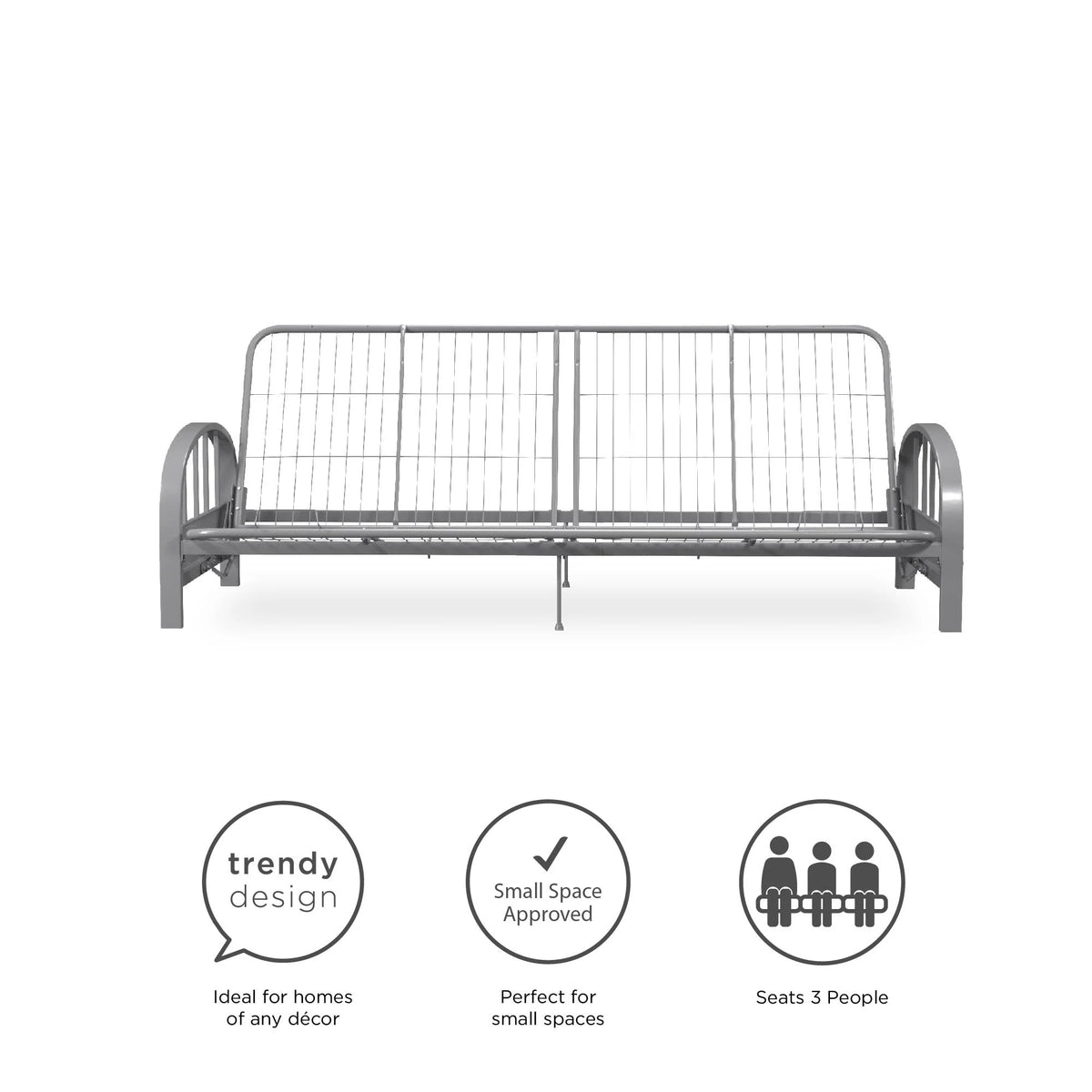 DHP Aiden Futon Frame, Silver