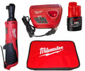 Milwaukee M12 12V Cordless 3/8 in. Ratchet Tool Kit Includes REDLITHIUM Battery, Charger & Case - Model 2457-21