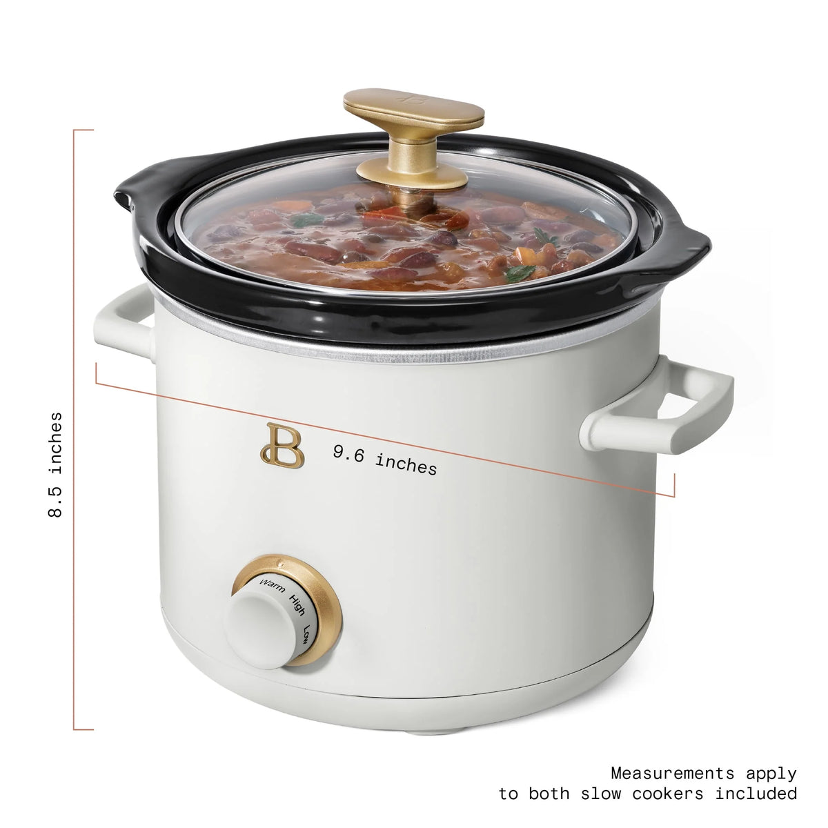 Beautiful 2 qt Slow Cooker Set, 2-Pack, White Icing and Merlot by Drew Barrymore, 19340, 100 W
