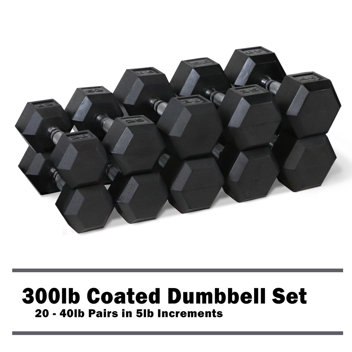 CAP 150lb Rubber Hex Dumbbell Set