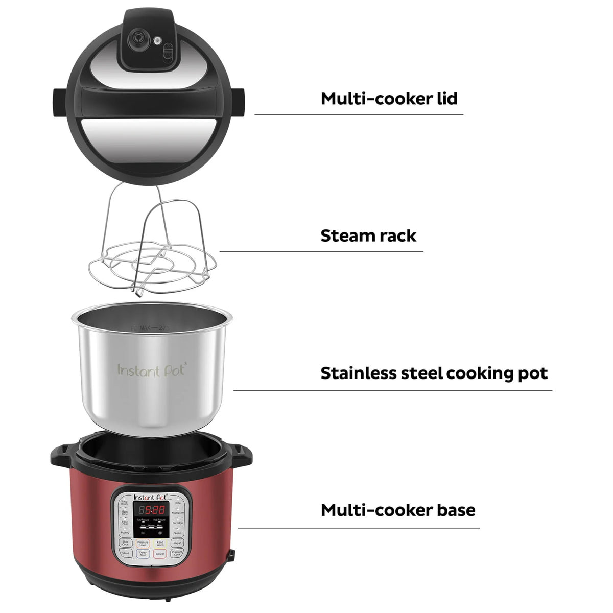 Instant Pot Duo™ 6 Quart Multi-Cooker, Red Stainless Steel