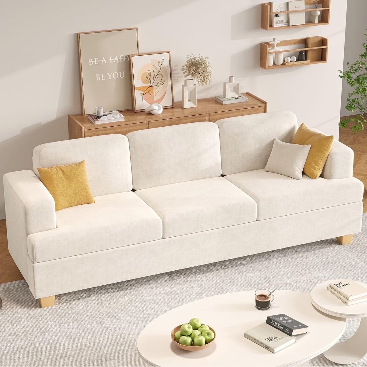 Techmilly Sofa,Comfort Modern Sofa,Extra Deep Seat,3 Seater,Living Room Apartment Lounge Sofa, Corduroy