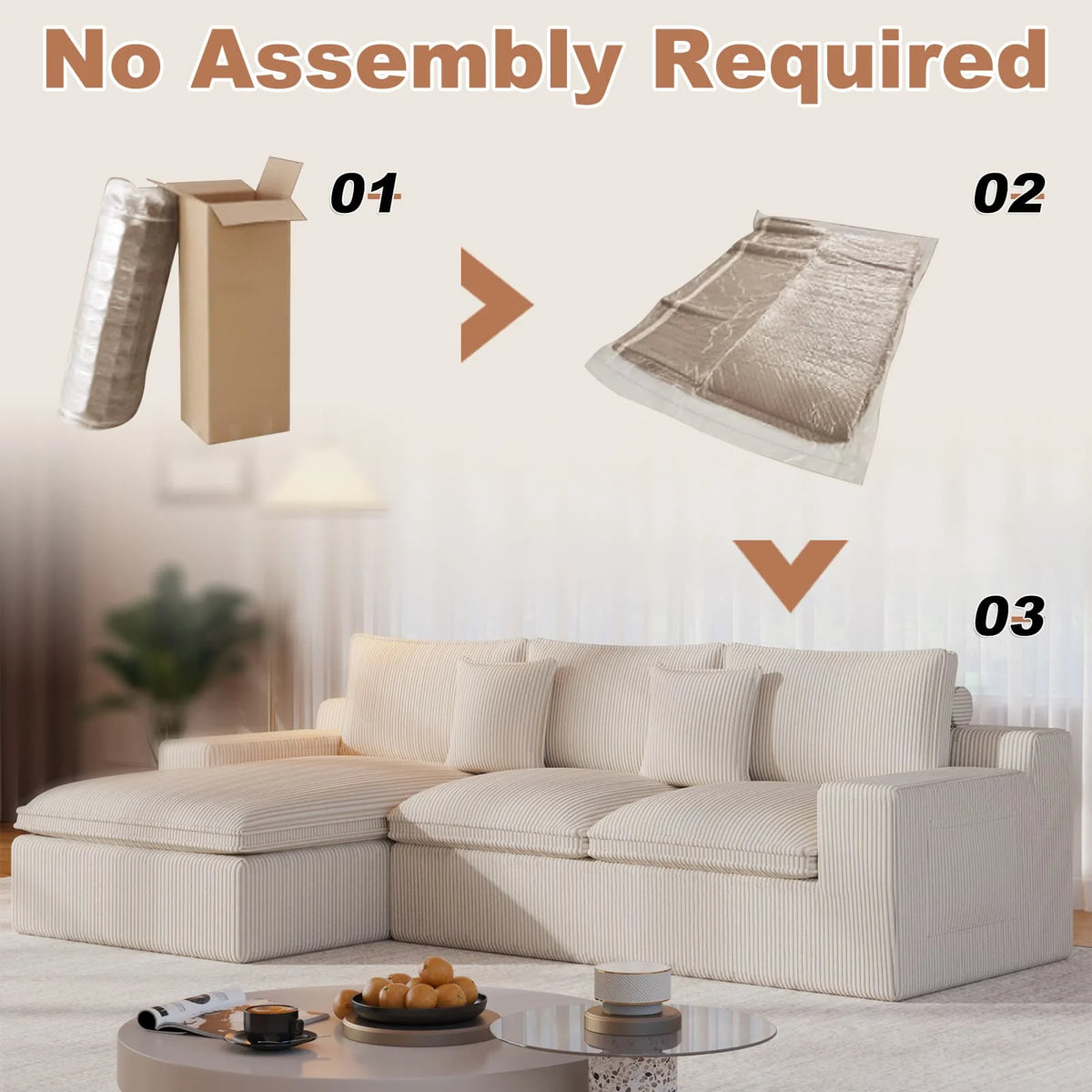 108 Modular Sectional Sofa, Cloud Sectional Couch with Deep Seat, Modern Modular L-Shape Sofa Couch with Chaise,Upholstered Couches for Living Room Bedroom