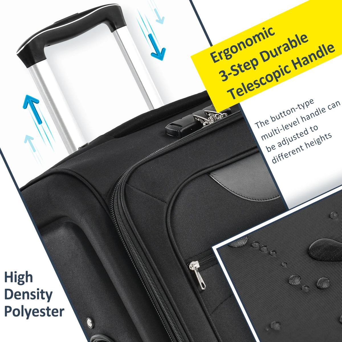 Expandable Softside Luggage Sets 3 Piece,Upright Spinner Suitcases with Wheels,Lightweight Carry on Luggage Travel Set,Green