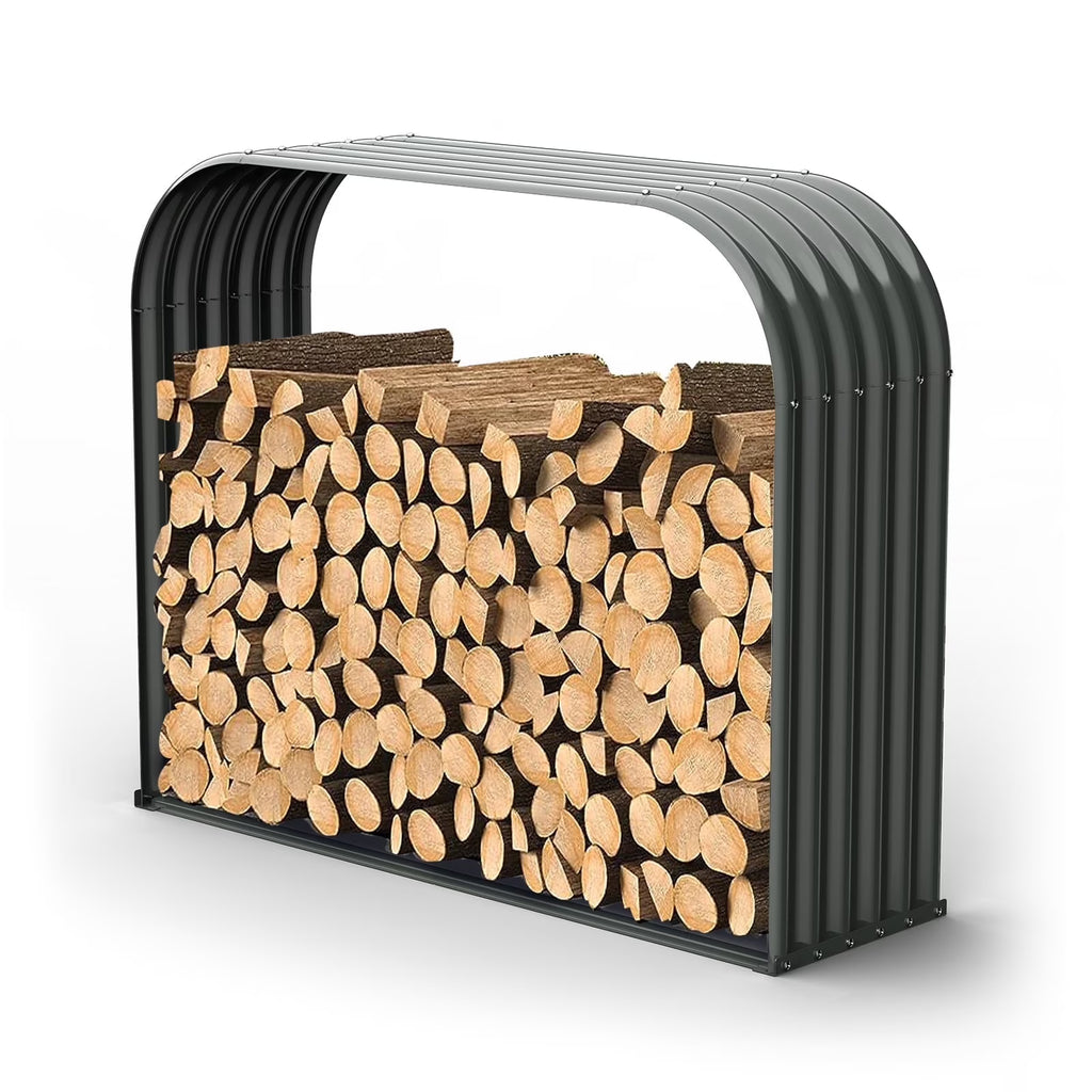 TRAMULL Outdoor Heavy Duty Galvanized Steel Log Holder