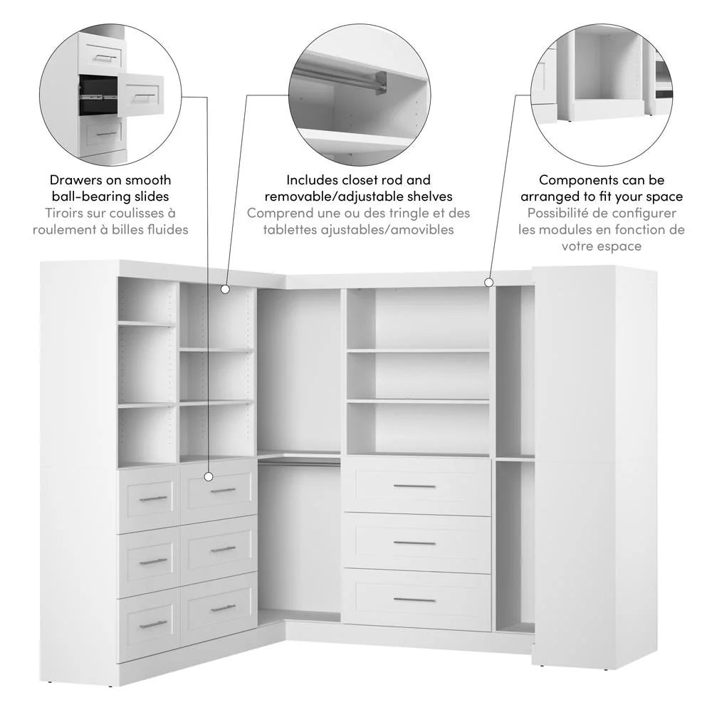 Bestar Pur 161W Walk-In Closet Organizer System in Bark Gray - Engineered Wood