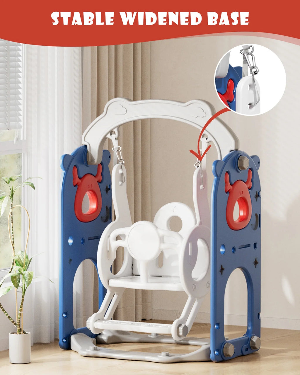 KORIMEFA 13-in-1 Toddler Slide, Kids Swing and Slide for Toddlers Age 1-4, Outdoor Indoor Playground Playset for Toddlers with Basketball Hoop and Ball Playset Telescope, Blue