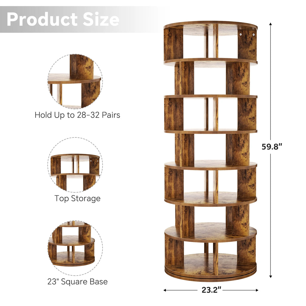 Homieasy Rotating Shoe Rack Tower, 7-Tier Spinning Shoe Rack 360 Revolving Shoe Rack Organizer for Closet, Display Round Storage Carousel Shoes Closet Organization, Black