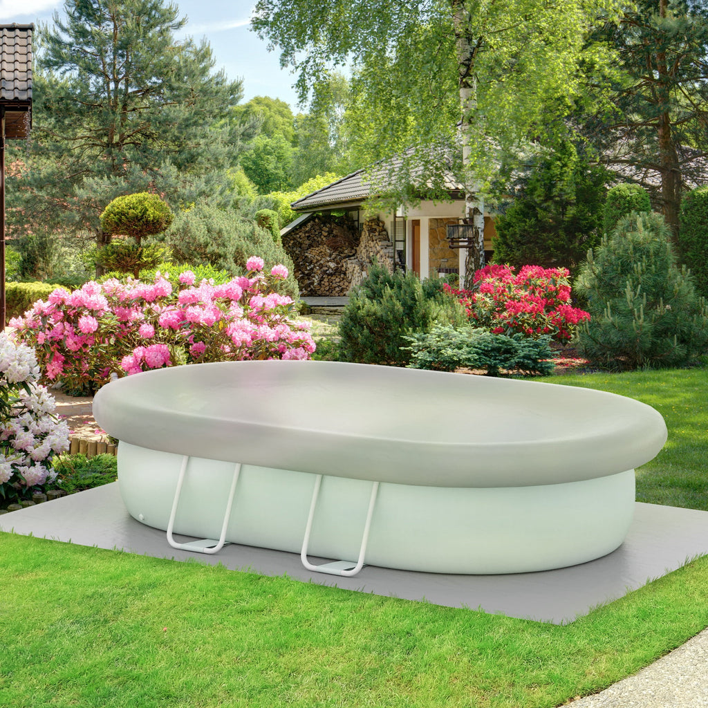 Outsunny Above Ground Swimming Pool, Semi-Inflatable Frame Pool, Brown