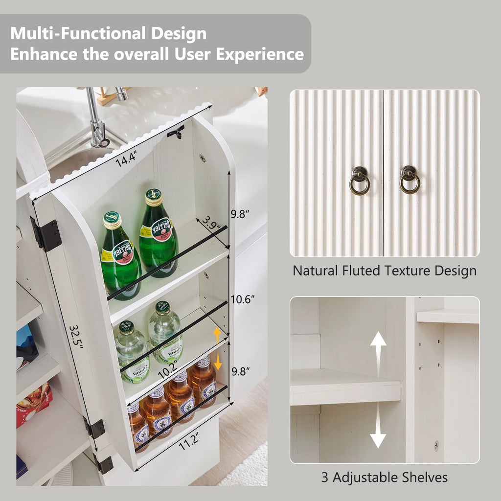 IFGET 71" Tall Arched Kitchen Pantry Storage Cabinet, Large Storage Cabinet with Adjustable Shelves, Pantry Cabinet for Kitchen, Dining Room
