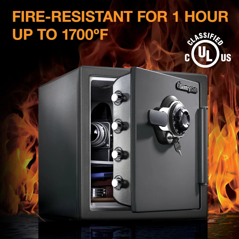 SentrySafe SFW123DSB Fire-Resistant Safe and Water-Resistant Safe with Dial Combination, 1.23 Cu. ft