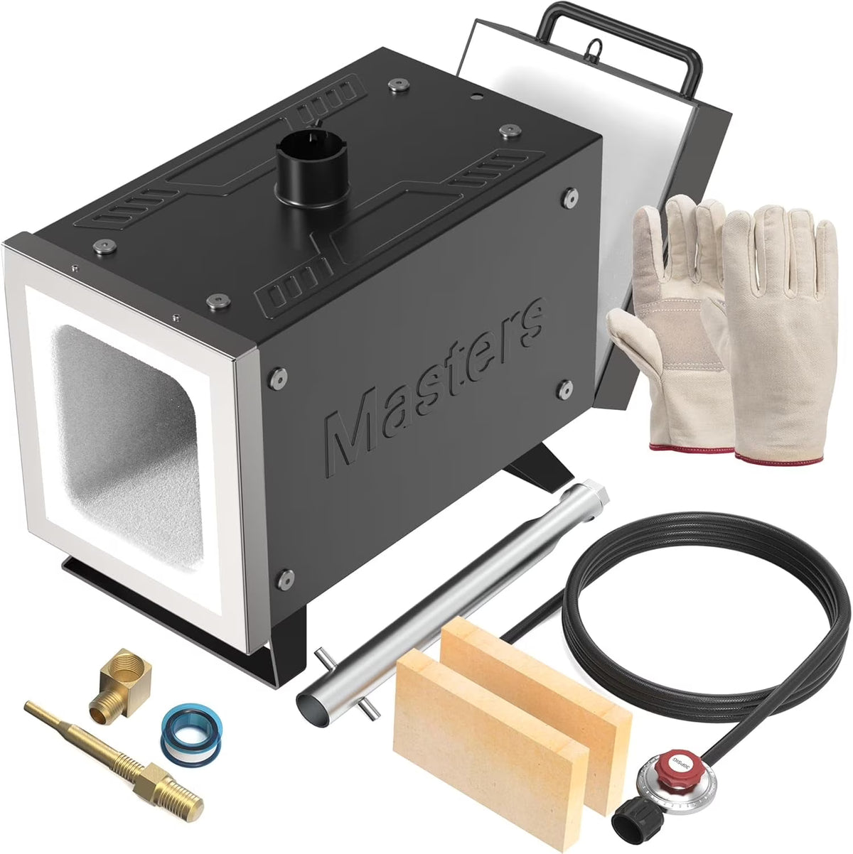 MMasters Portable Propane Forge, 2-Burner 2600F Blacksmithing Forge for Knife Making, Metalworking, Horseshoe Forging, Gas Welding Kit