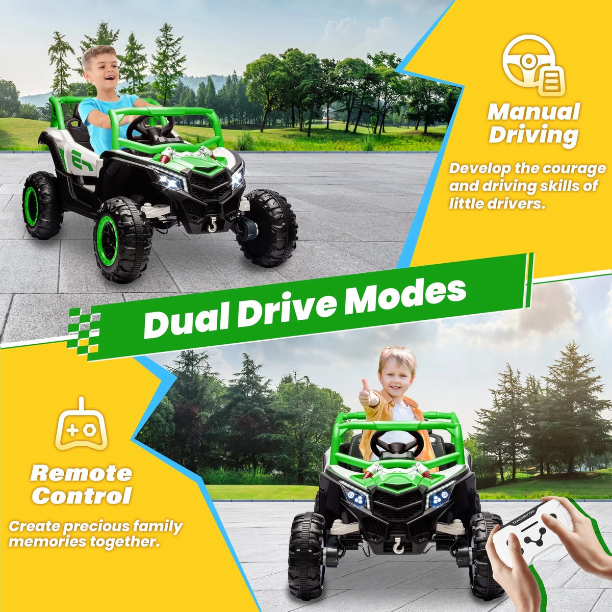 Joyracer 4WD 24 Volt Ride on Toys, 2 Seater Power Car wheels UTV with 800W Motors, Remote Control, Bluetooth Music, Spring Suspension, LED Light, Pink
