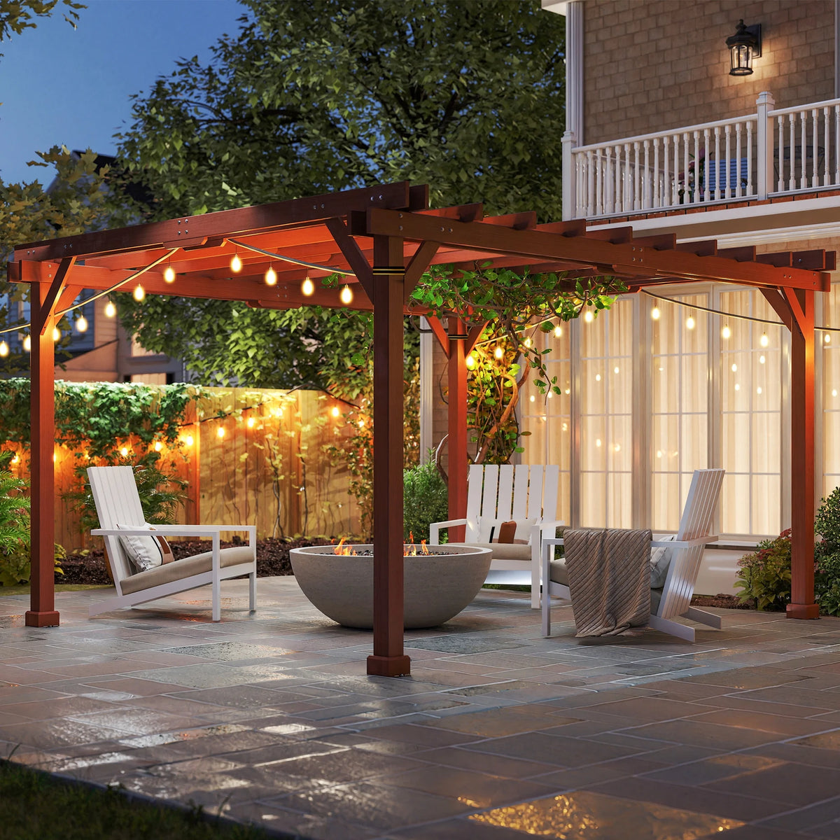 Outsunny 11' x 12.5' Outdoor Wood Pergola with Grape Trellis for Patio, Deck, Backyard, Lawn, Brown