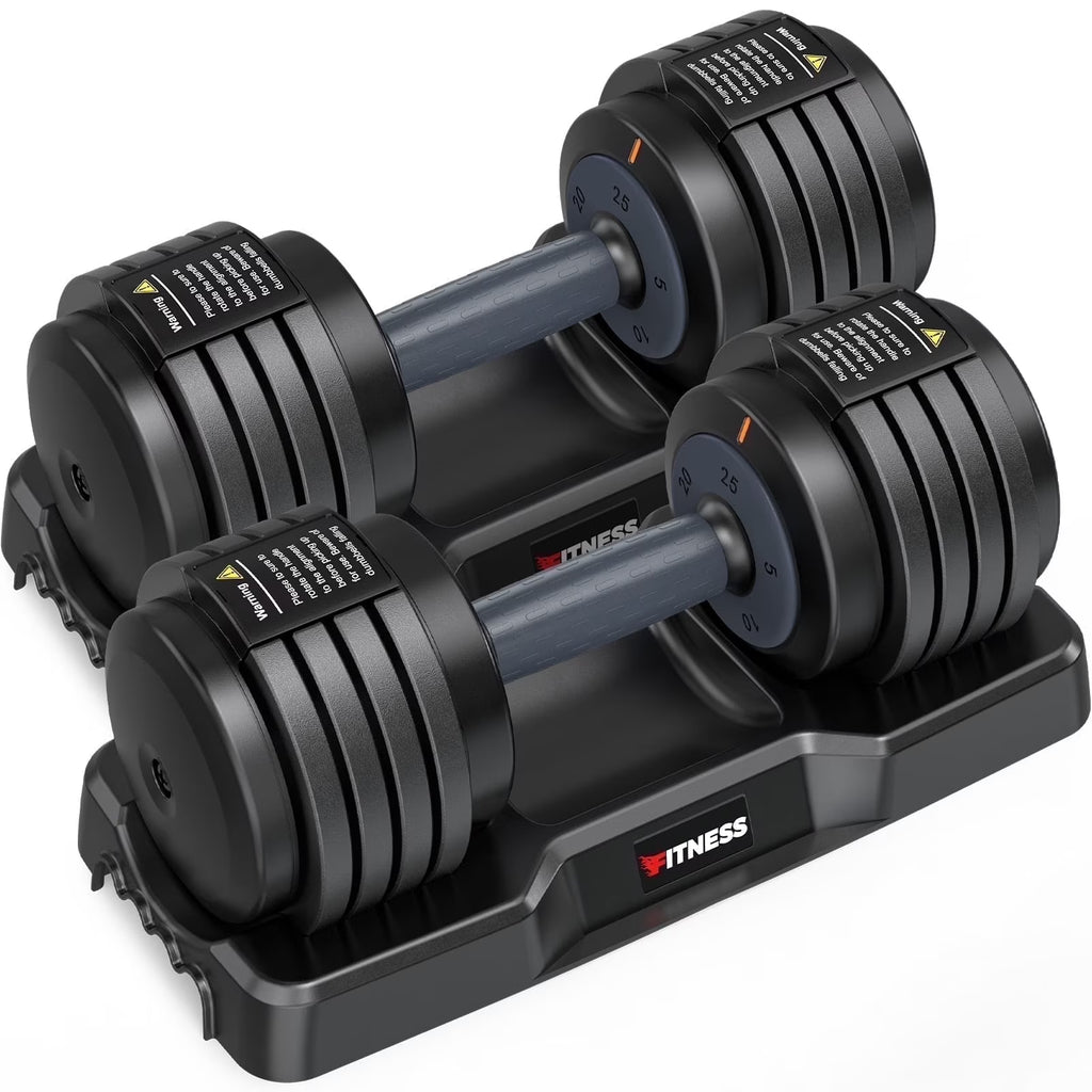 GIKPAL 50lb(25lb*2) 5 in 1 Adjustable Dumbbells 25LB set of 2 Adjustable Free Weights Plates and Rack - Hand Weights for Women and Men - Adjust Weight for Home Gym Full Body Workout Fitness