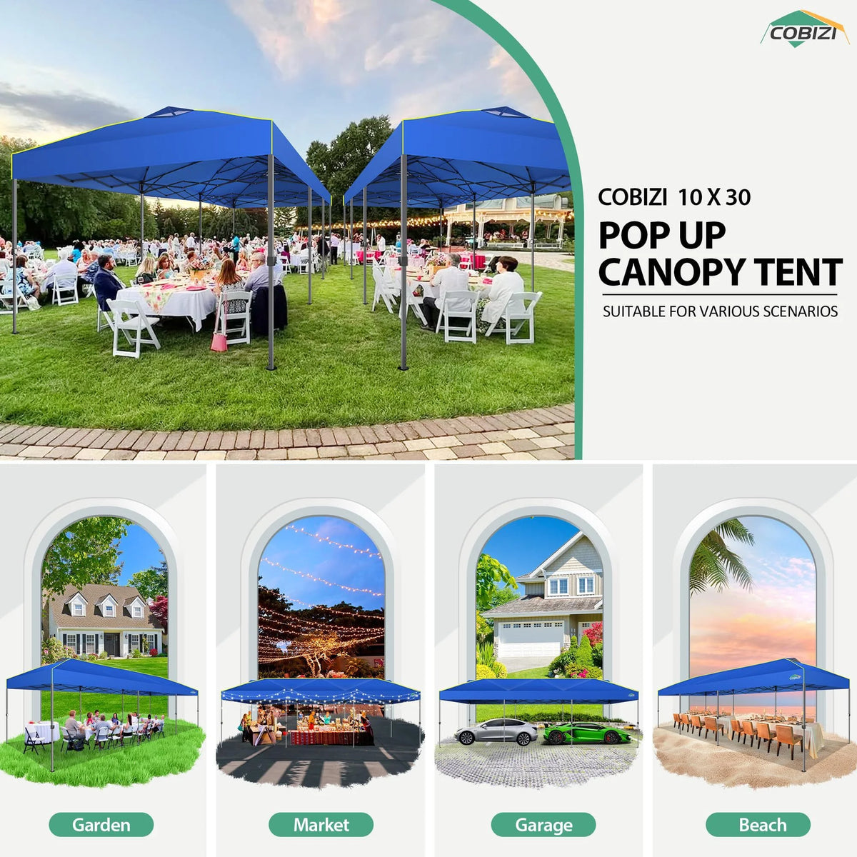COBIZI 10x10 EZ Pop up Canopy Gazebo with Sidewalls,Pop up Canopy Tent Instant Shelter for Outdoor Party Camping Backyard Beach with Air Vent ,Carry Bag,Stakes,Ropes,Black