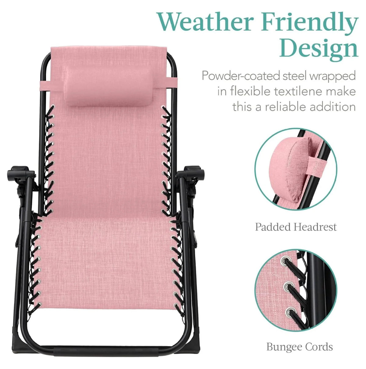 Oversized Chair, Folding Outdoor Patio Recliner, XL Anti Gravity Lounger w/Removable Cushion, Cup Holder, Side Tray, 350lb Capacity - Taupe