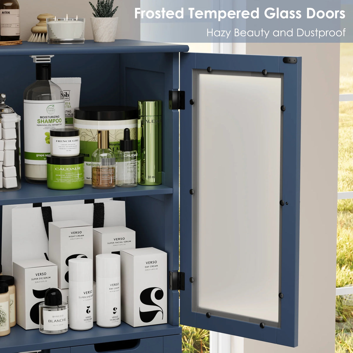 Homfa 67" Tall Bathroom Cabinet, White Linen Cabinet with Doors and Removable Drawers, Kitchen Cupboard