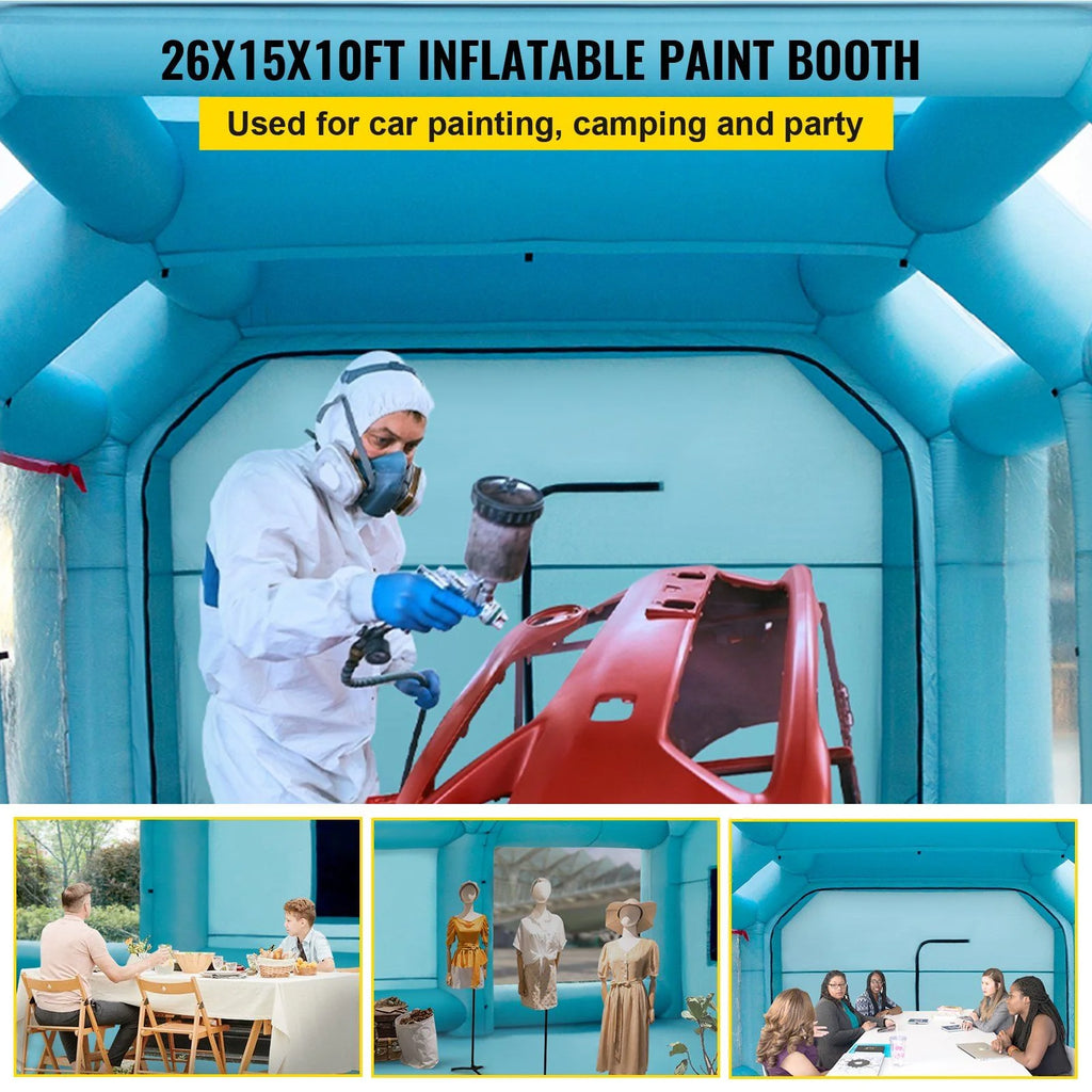 STAWAY Inflatable Paint Booth - 26x15x10ft Car Spray Tent with Air Filter & 2 Blowers - Upgraded Auto Painting & Repair Solution for Garage & Outdoor Use
