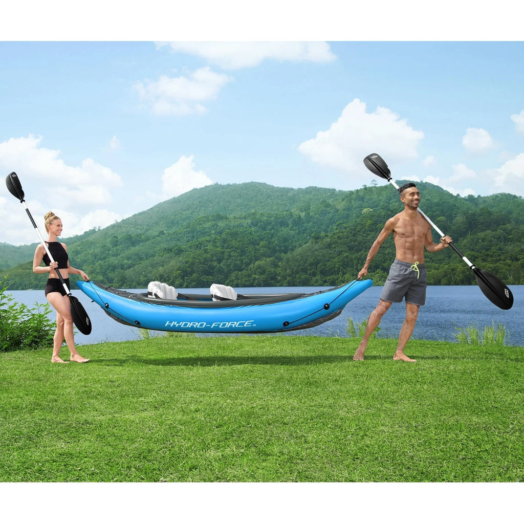 Hydro-Force Cove Champion X2 Inflatable Kayak - Two-Person Kayak Set (10’10” Long)