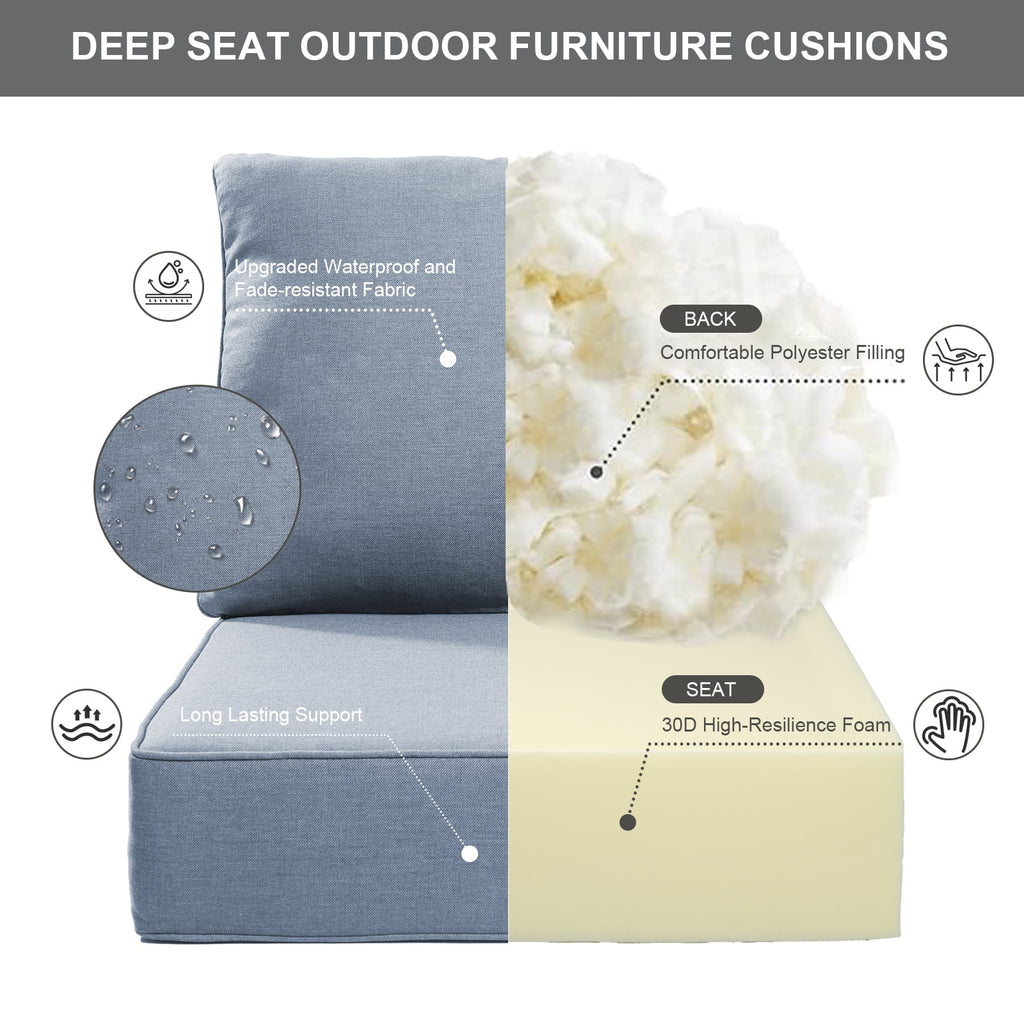 Bellefurn Outdoor Deep Seat Cushion 24 X 24 X 6 inch for Patio Furniture,Outdoor Chair Cushions Waterproof & Fade Resistant Patio Furniture Cushions for Wicker Chair, Sofa, Couch