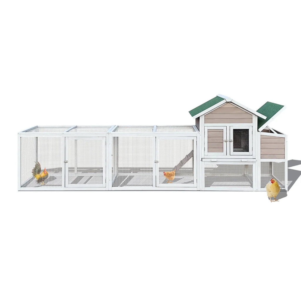 79.5 " Outdoor Poultry Cage, Large Wooden Bunny Cage Chicken Coop Hen House with 2 Runs, 2 Tier Waterproof Poultry Pen Enclosure for Rabbit Chicken Duck Small Animals