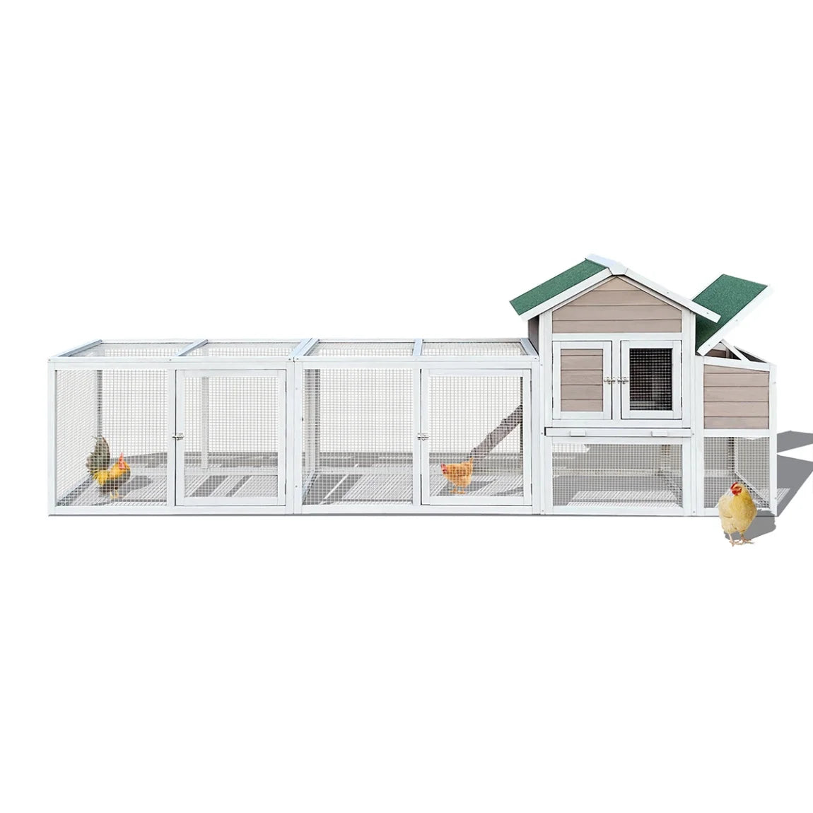 79.5 " Outdoor Poultry Cage, Large Wooden Bunny Cage Chicken Coop Hen House with 2 Runs, 2 Tier Waterproof Poultry Pen Enclosure for Rabbit Chicken Duck Small Animals