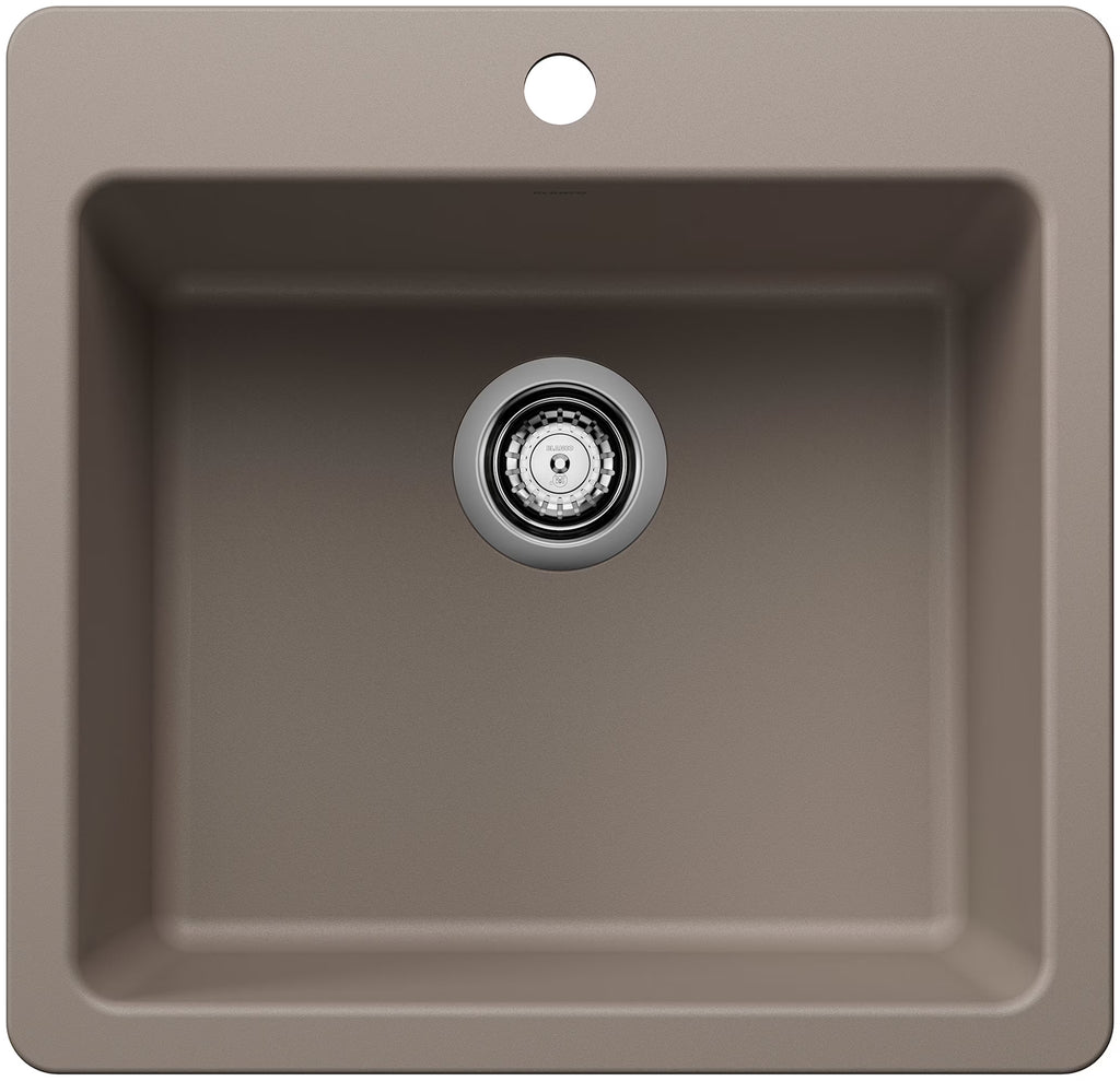 Blanco 443227 21 in. Liven Silgranti Single Bowl Dual Mount Kitchen Sink - Anthracite