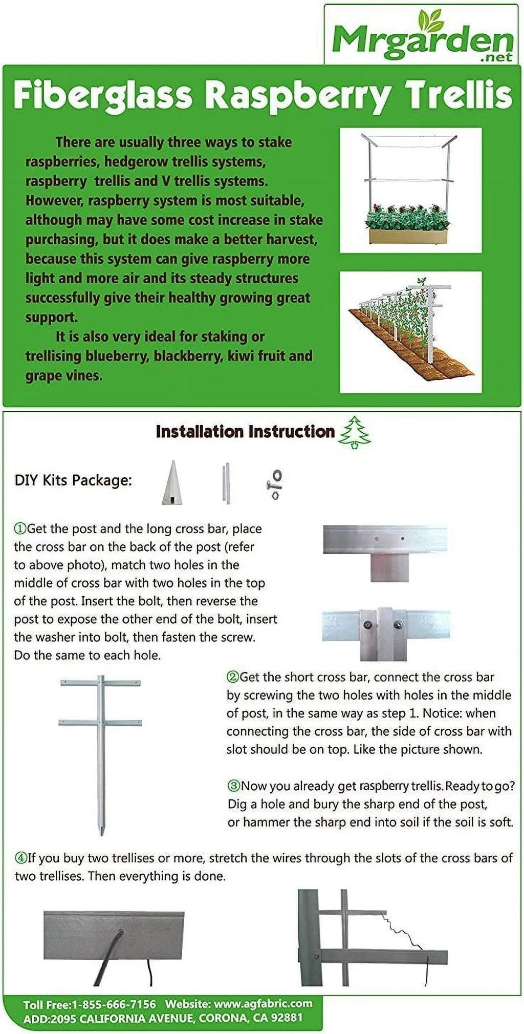 MRGARDEN 7-Feet Grape Vine Trellis, Heavy Duty 2pcs Set for Raspberry and Climbing , Outdoor Stake Vineyard Trellis, 2 Tall Trellises
