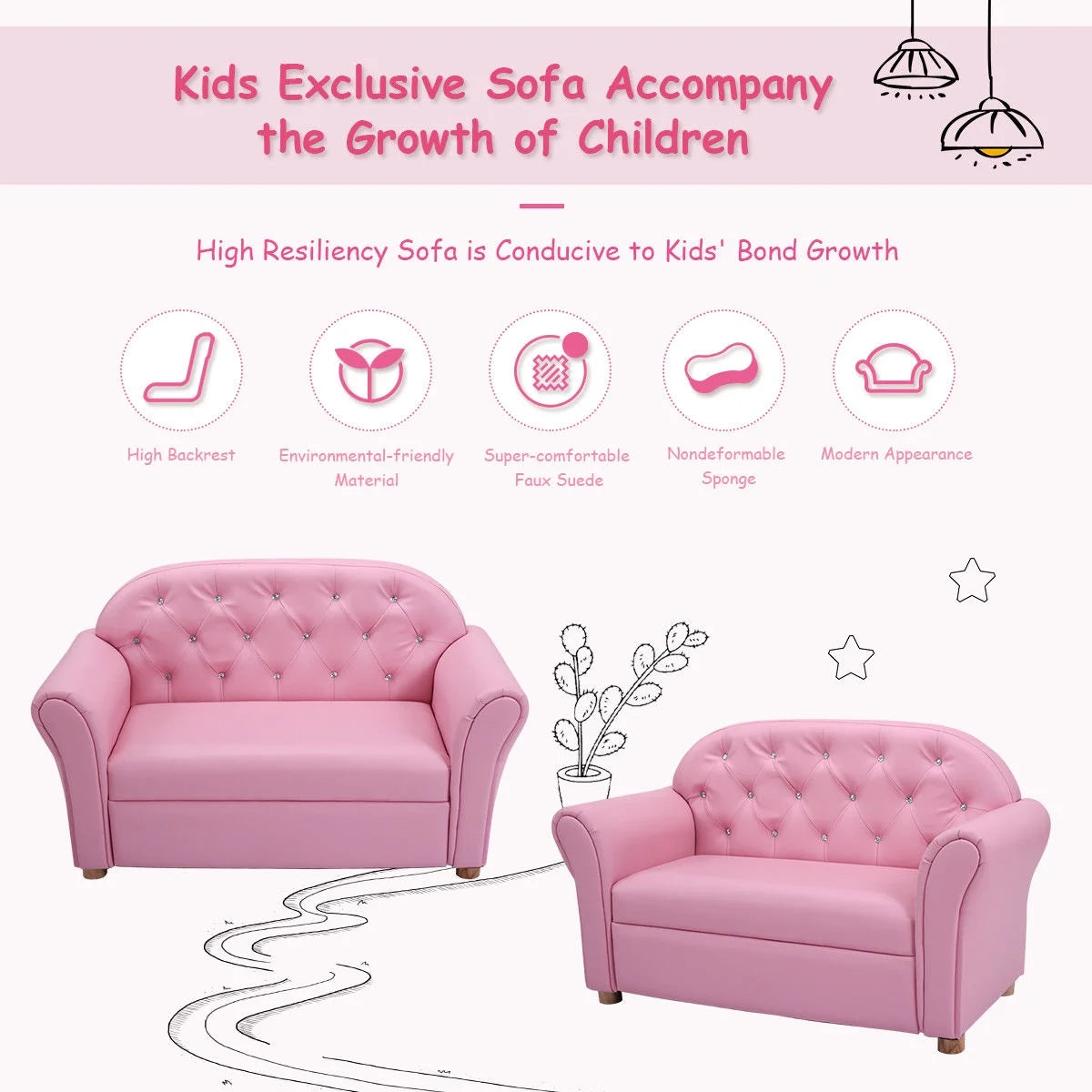 Costway Kids Sofa Princess Armrest Chair Lounge Couch Children Toddler Gift