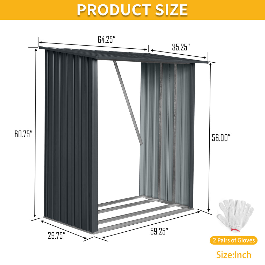 Aukfa Meta Firewood Rack Stand,Wood Pile Storage Stacker Organizer for Outdoor Indoor, Black