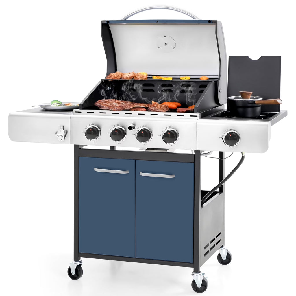 MF Studio 4 Burner Propane Gas Outdoor Grill with Side Burner Stainless Steel BBQ Grill