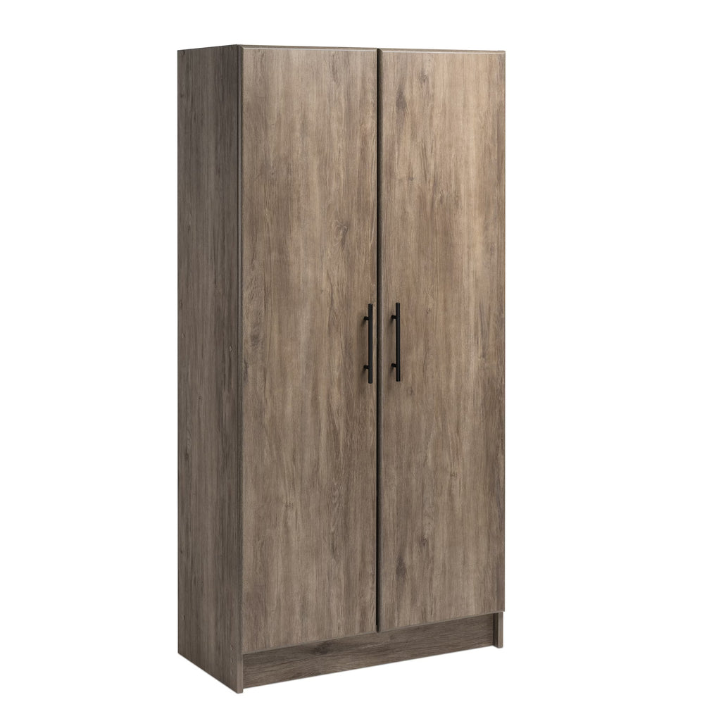 Prepac Adjustable Shelves Cabinet - Functional Tall Garage Table, 16"D x 32"W x 65"H Freestanding Garage Cabinet with 2-Doors, Light Gray - GES-3264