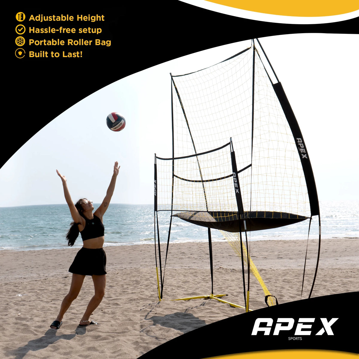 Volleyball Training Net Equipment System - Sturdy, Adjustable, and Portable | Improve Accuracy, Technique, and Skills | Ideal for Indoor/Outdoor Use | Easy Assembly & Storage |