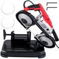 KFFKFF Portable band saw, 110V removable alloy steel base rechargeable band saw, 5 inch cutting capacity handheld band saw, variable speed portable band saw, 10 amp motor, deep cutting band saw for