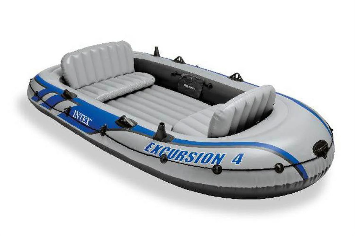 Intex Excursion Inflatable Rafting Fishing 4 Person Boat w/ Oars & Pump (2 Pack)